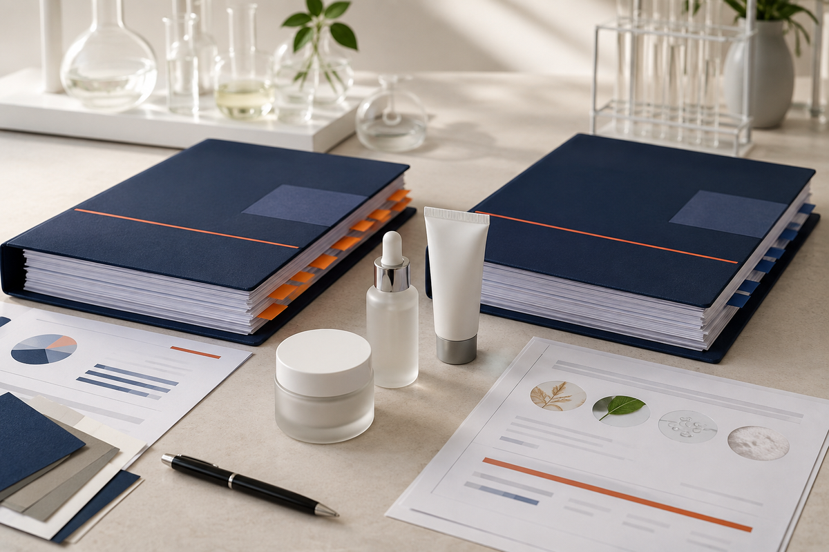 Cosmetic products with separate safety report and product information documentation