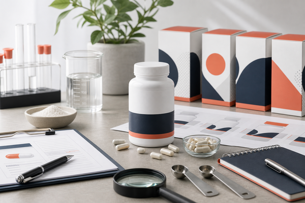 Food supplement formula, packaging and compliance documentation under review