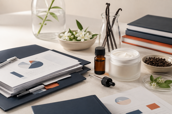 Cosmetic fragrance ingredients, supplier documentation and safety records under regulatory review